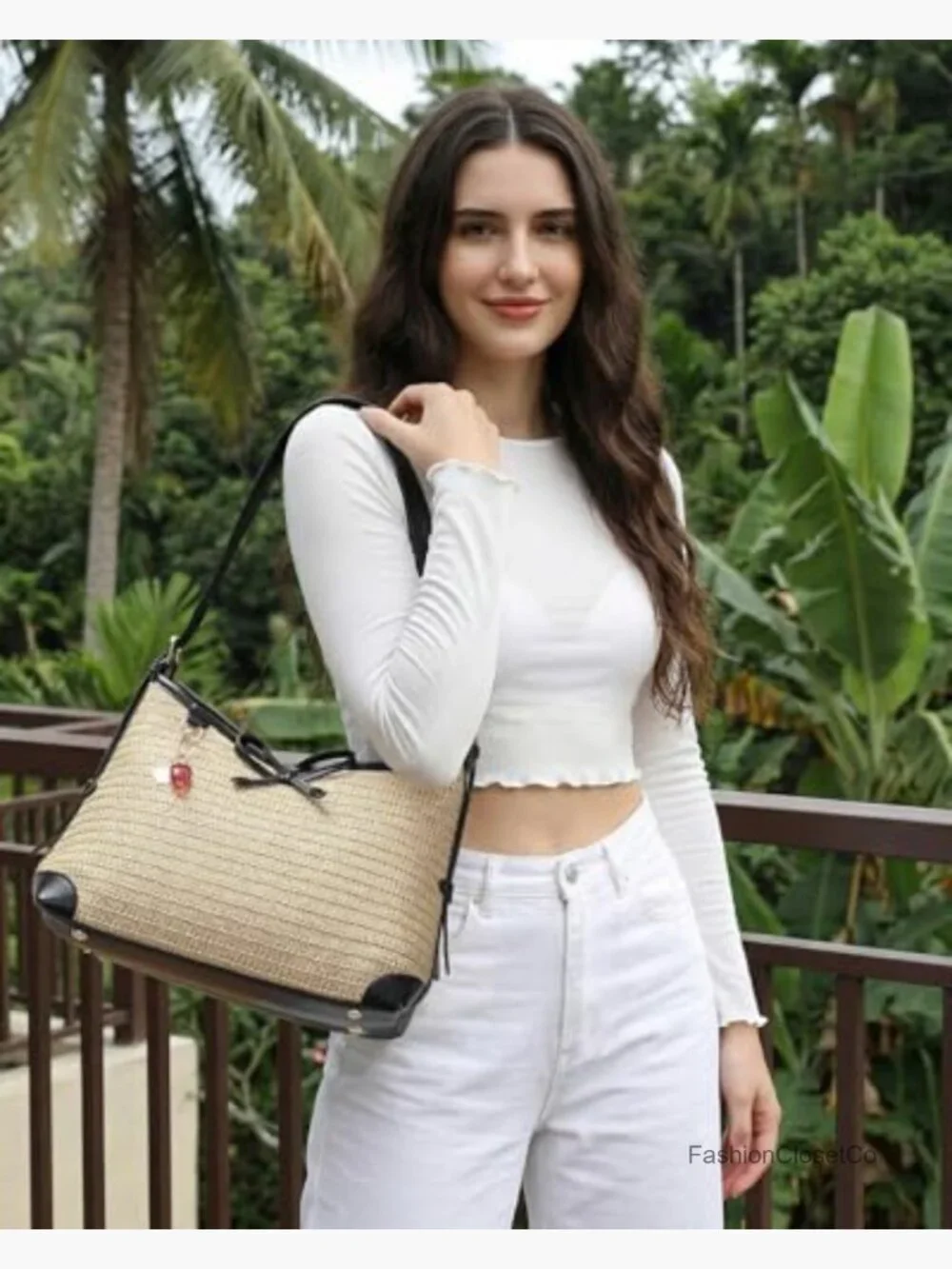 Straw Woven Hobo Crossbody Bag with Adjustable Strap, Summer Beach Tote